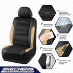 Skechers Aircooled & Memory Foam Seat Covers,Premium Leather with EVA Mesh Car Seat Covers,Seat Cover Full Sets,Airbag Compat