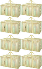 BALEINE 8-Pack Oversized Moving Bags with Reinforced Handles, Heavy-Duty Storage Tote for Clothes, Moving Supplies (Color Str