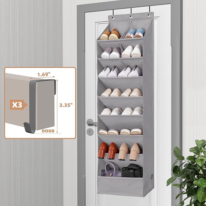 STORAGE MANIAC Over the Door Shoe Organizer Heavy-Duty Large Deep Pocket Hanging Shoe Organizer Shoe Rack Door Closet Shoe Or
