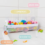 Comfylife Large Bath Toy Organizer – 3 Compartment Bath Toy Holder for Bathtub & Shower – Quick-Dry Mesh with 4 Strong Adhesi