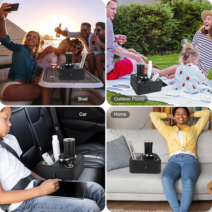 Car Cup Holder, Back Seat Car Organizer, Truck Bed Organizer, Couch Cup Holder Expander for Sofa Bed, Boat Tray, Organizer Holds Drinks, Snacks, Cell, Phone for Boat Sofa Truck