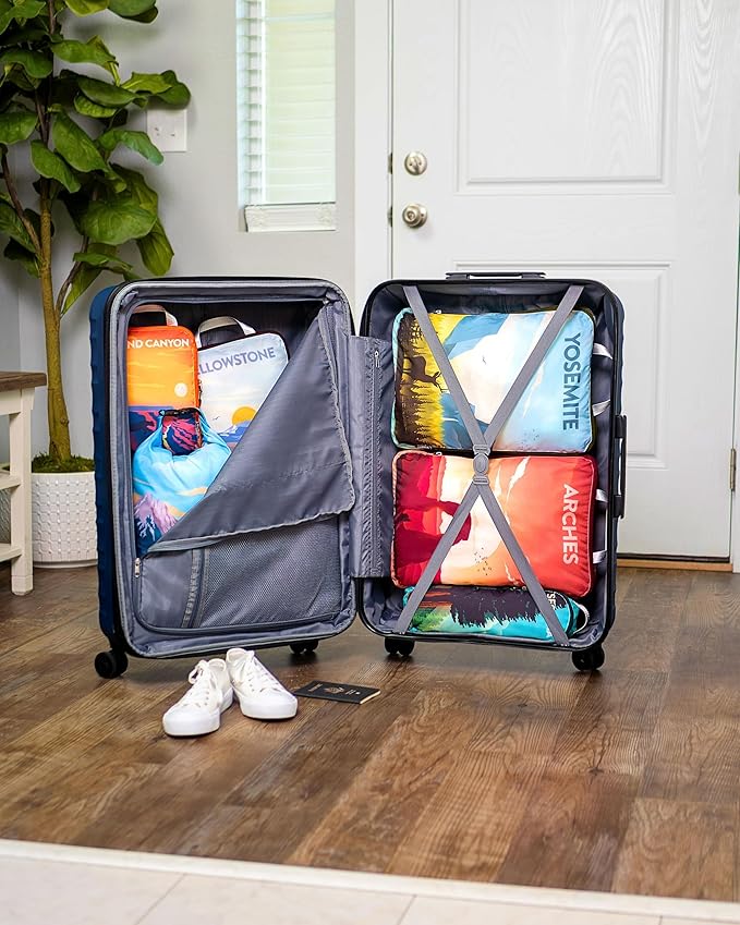 TRIPPED XL Compression Packing Cubes — 7-Piece Set for Checked Luggage | Extra-Large (15.7"×11"×4") + Large + Small + Tube + 