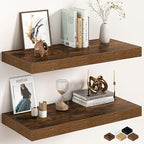 30Inch Floating Shelves for Wall, 12 Inch Deep Shelves for Bedroom, Kitchen, Bathroom Wall Mounted, Rustic Wood Floating Shel