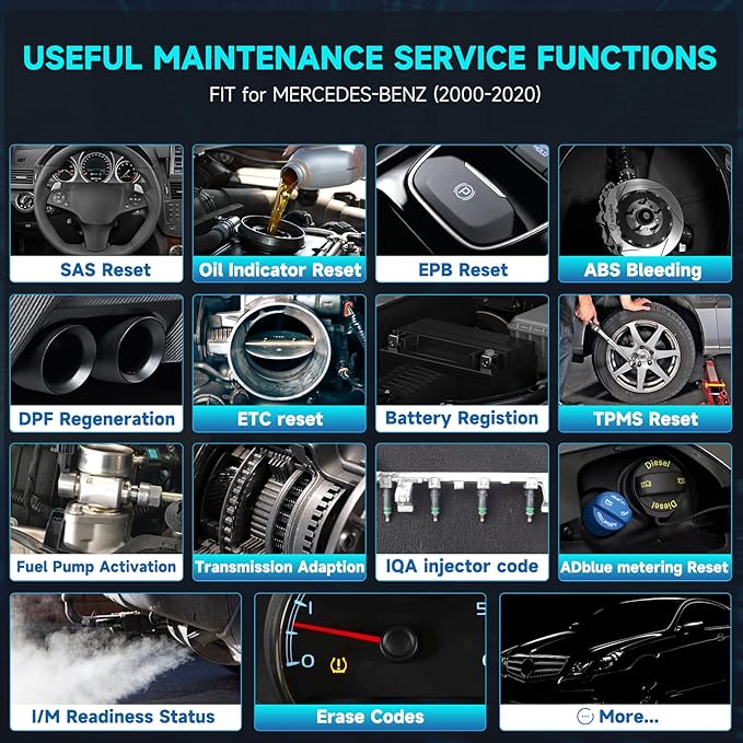 ANCEL BZ700 Mercedes Benz Sprinter Smart OBD2 Scanner, Full System Automotive Car Code Reader with All Reset Services,