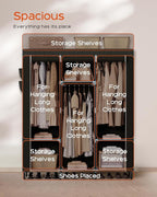 CASAMAYA Portable Closet, 51.2 Inch Large Capacity Wardrobe Closet with Cover, Clothes Storage Organizer with Shelves and 3 H