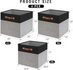 Bagnizer 13x15x13 Storage Cube Bins, Foldable Storage Organizer Baskets, Fabric Cube Storage Boxes with 2 Reinforced PU Handl
