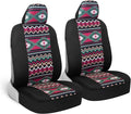 BDK Pink Inca Car Seat Covers for Front Seats, 2 Pack– Geometric Print Front Seat Cover Set with Matching Headrest, Sideless 