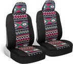 BDK Pink Inca Car Seat Covers for Front Seats, 2 Pack– Geometric Print Front Seat Cover Set with Matching Headrest, Sideless 