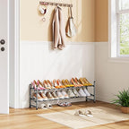 Tajsoon 2 Tier Expandable Shoe Rack for Closet, 28“-41“Adjustable & Stackable Shoe Shelf Storage, Metal Shoe Rack Organizer f