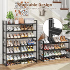 Simple Trending 3-Tier Expandable Shoe Rack, Adjustable & Stackable Shoe Organizer, Metal Mesh Free Standing Shoe Shelf Stora