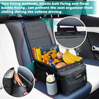 Car Seat Organizer-Car Organizer Front Seat Back Seat,Car Organizers and Storage,Passenger Seat Organizer with Lid Tissue Box Cup Holder (Grey) (Black)