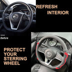 PINCTROT D Shaped Comfy Grip Steering Wheel Cover, Anti-Slip Design, Flat Bottom 14.5-15 Inch(Silicone Red)
