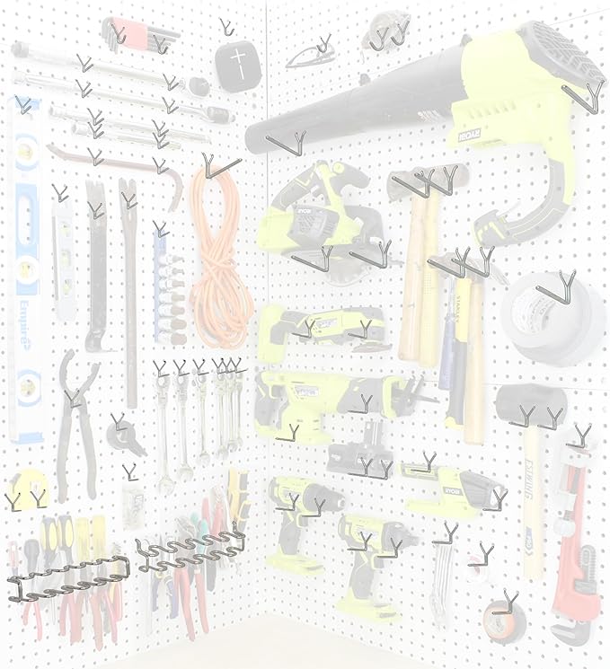 Peg Board Hooks for Hanging Tools Assortment – Tool Organization Accessories Kit – Organizer Set of 1 inch, 2 inch, 4 inch L 