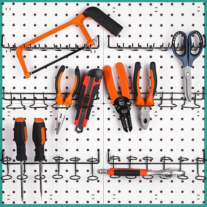 Coume 6 Pcs Pegboard Screwdriver Holders Organizer Pegboard Plier Holders Stainless Steel Peg Board Tool Utility Hooks Access
