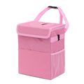 Car Garbage can with lid Leak Proof Vehicle Trash Can 3 Storage Pockets Hanging Waterproof car Trash Bag for SUV Pink