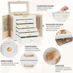 AKOZLIN Large 6-Tier Jewelry Box Lockable Leather Jewelry Storage Case with 5 Drawers for Women Girls Ring Necklace Earring B