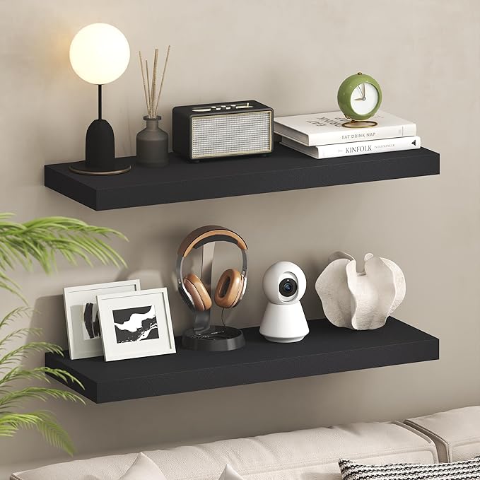 Furinno Tanna Floating Shelves for Wall Set of 2, 12 x 35 Wall Shelf, Wall Mounted Floating Shelf with Invisible Bracket, 2-i
