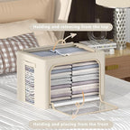 CYhom 4 Pack Clothes Storage Bins - Oxford Fabric Metal Frame Storage Box - Foldable Stackable Container Organizer Set with C