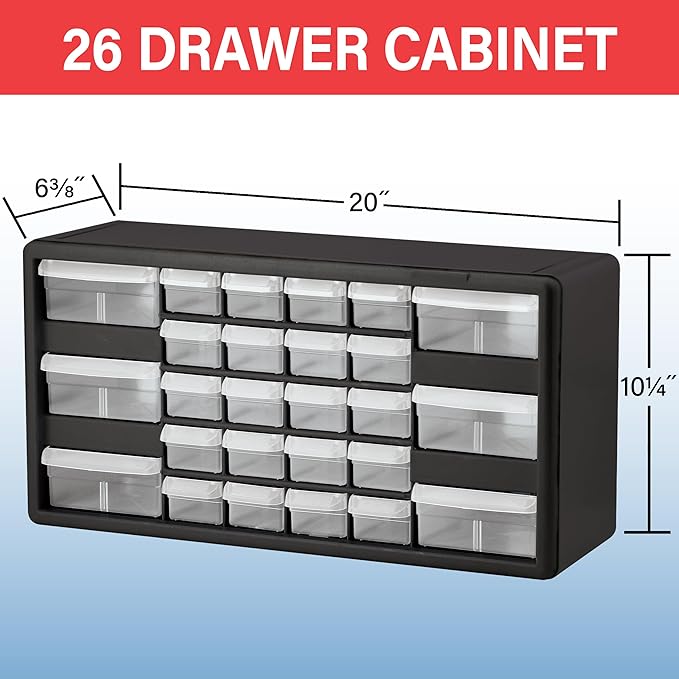 Akro-Mils 26-Drawer Plastic Drawer Storage Cabinet for Garage Organization, Bead Organizer, Building Bricks Storage, Teacher 