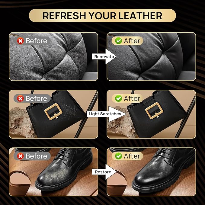 Leather Recoloring Balm with Leather Sealer, 10.58oz Leather Color Restorer, Leather Repair Kit for Vinyl Furniture Shoes Car