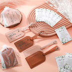 Dandat 50 Sets Wedding Favor Gifts for Guests Bulk PU Leather Honeymoon Travel Luggage Tags with Name Tel Address Cards and O