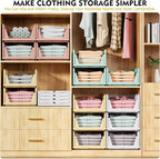 SNSLXH 5 Pack Stackable Closet Organizer Box, Multifunctional & Foldable Closet Storage Basket for Bathroom Kitchen Laundry R