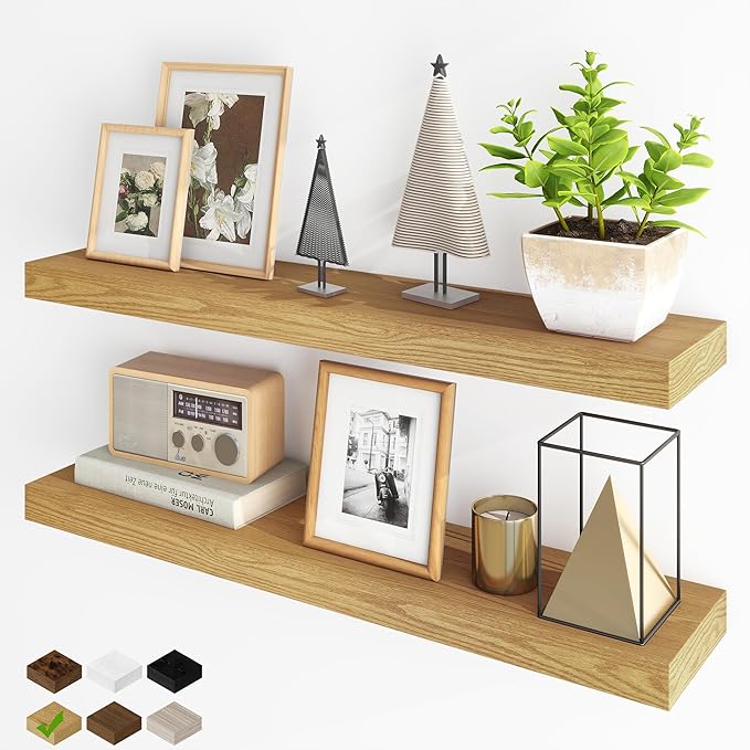 Fun Memories Floating Shelves for Wall, 36Inch Floating Shelves Set of 2, Hanging Shelf with Invisible Brackets, Bathroom She