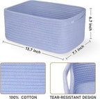 3-Pack Storage Baskets for Organizing | Woven Shelf Toy Basket | Rope Baskets for Gifts Empty | Closet Organizer Bins with Ha