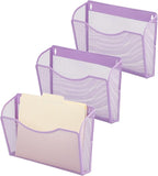 EASEPRES 3 Single Pocket Mesh Hanging File Organizer, Vertical Wall Mounted Magazine File Holder, Mount Basket Mail Paper Doc