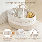 Diaper caddy Organizer, Cotton Rope Gift Basket with Removable Divider, Nursery Storage Organizer for Baby Essentials, Changi