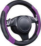 CAR PASS Line Rider Microfiber Leather Sporty 14.5-15 inch Steering Wheel Cover Universal Fits for 95% Truck,SUV,Cars, Anti-S