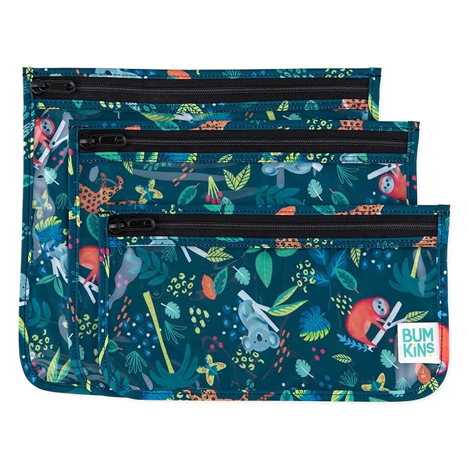 Bumkins Travel Bag, Toiletry, Baby, TSA Approved Pouch, Zip Bag, Quart Size Compliant, Clear-Sided, Diaper Bag Organization, 