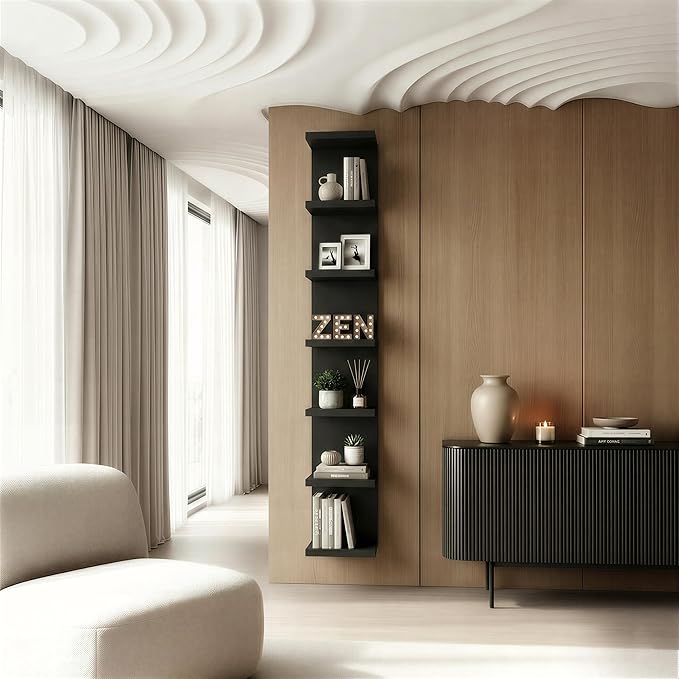 7 Tier Wall Shelf Unit & Lack Shelf, Versatile Floating Shelves for Wall, Bedroom Book Shelf, Vanity Display Shelves, Tall De
