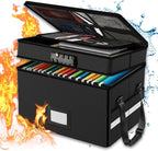 RHM Fireproof Document Box with Lock, 2 Layer Fire Proof File Box for Documents with Handle, Portable Home Office Fire Safe D