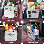 LXUNYI Car Seat Organizer, Updated Large Leather Backseat Car Organizer with Cup Holders Multifunctional Over the Car Seat Storage Organizer Bag Hanging Car Seat Back Organizers for Kids (Gray 2Pack)