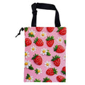 Car Garbage Bag Abstract Strawberry and Floral Hanging Canvas Car Trash Bag Drawstring Car Back Seat Organizer for Car Back Front Seat Console with Adjustable Buckle