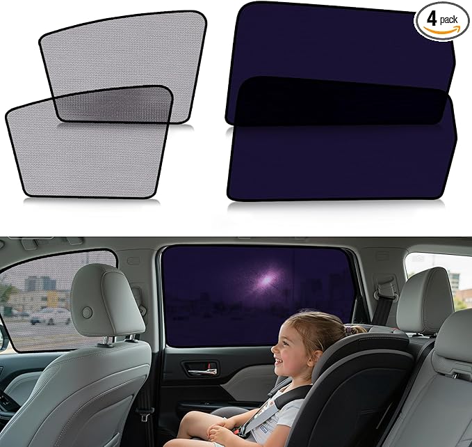 ZATOOTO Honda CRV Car Window Shades 4Pack | Clear for Safe Driving | Bluish-Purple for Passenger Comfort | UV Protection | Static Cling Side Window Sun Shade Blocker with Storage Bag | 2017-2022 |