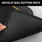NBTEPEM Waterproof Universal Fit Car Floor Mats, Faux Leather Sporty Car Carpet Mats with Anti-Slip Nibbs Backing & Driver Heel Pad Fit for SUV, Vans, Sedans, Trucks, Set of 4 (Black with Beige line)