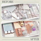 STORi SimpleSort 3-Piece Stackable Clear Drawer Organizer Set | 12" x 6" x 2" Rectangle Trays | Wide Makeup Vanity Storage Bi