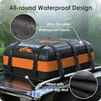 Car Rooftop Cargo Carrier Bag 20 Cubic Feet, 100% Waterproof Heavy Duty Car Roof Bag for All Vehicle with/Without Racks - Anti-Slip Mat, 6 Door Hooks, Storage Bags, 5CM Straps(Orange)