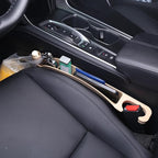 Supin Car Seat Gap Filler Set of 2, Multifunctional Seat Side Gap Filler with Organizer & Hook Function& 2 Storage for Stabilizing Phone,Keys Wallet, Fill The Gap Between Seat & Console (Beige)