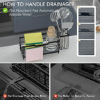 Sponge Holder for Kitchen Sink,Sink Caddy Organizer With Stone Drying Tray, Stainless Steel Kitchen Countertop Organizer for 