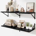 Black Deep Floating Shelves for Wall,36" Wx10 D Wood Wall Shelves with Metal Brackets,Hanging Storage Floating Shelf for Livi