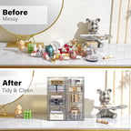 Prsildan Acrylic Drawer Makeup Organizer with 10 Drawers, Set of 2 Office Desk Organizers Accessories, Clear Stackable Storag