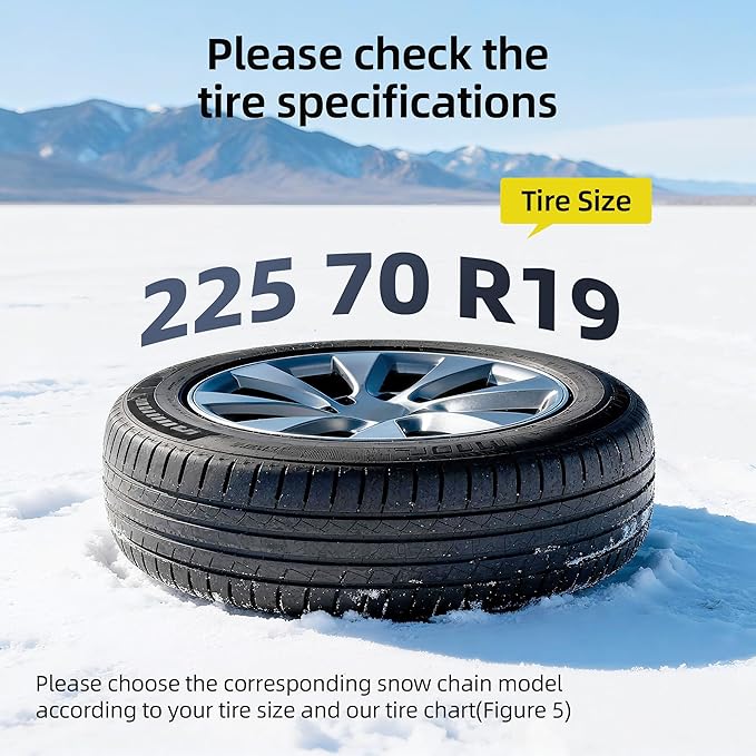 Snow Chains for Car Tires, 35s Quick Fit & Auto-Tightening, Universal Emergency Anti-Slip Tire Traction Chains for Cars, SUVs