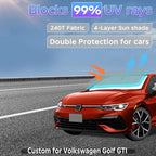 Sun Shade Sunshade for 2015-2021 Volkswagen Golf Windshield Cover, 4-Layers Sun Shield for VW Golf GTI 250T Silver Coating Sun Visor Foldable Window Shade Blocks UV Rays Car Accessories