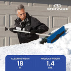 Snow Joe 18" Telescoping Snow Broom & Ice Scraper for Cars, No-Scratch Foam Brush - Long and Extendable Ice Removal Tool for Car Window and Automotive Windshield, SJBLZD