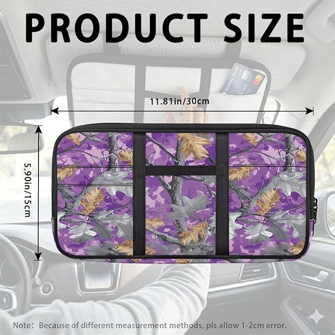 Sun Visor Organizer for Trucks,Purple Branch Scratch-Resistant Car Accessories with Zipper Visor Storage Pouch Tactical Panel Universal Fit for SUV Pickup