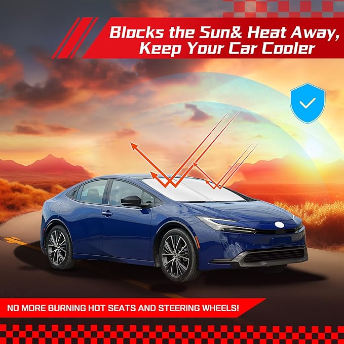 ARISMOTOR Windshield Sun Shade for Toyota Prius/Prius Prime Hatchback 2023-2025 2026, Custom Fit Foldable Front Window Sunshade Sun Visor Protector, Block UV Rays Keep Your Car Cooler