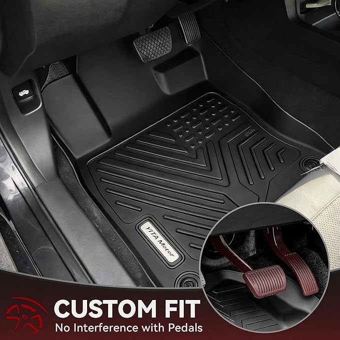 YITAMOTOR Floor Mats Fit for 2016-2021 Honda Civic Coupe/Sedan/Type R, 2017-2021 Honda Civic Hatchback, TPE All-Weather Custom Fit Floor Liners, Durable Anti-Slip Accessories, 1st & 2nd Row, Black